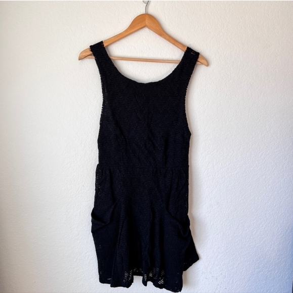 Free People Lace Poppy Cut Out Little Black Dress with Pockets (Size Large) - Picture 6 of 9